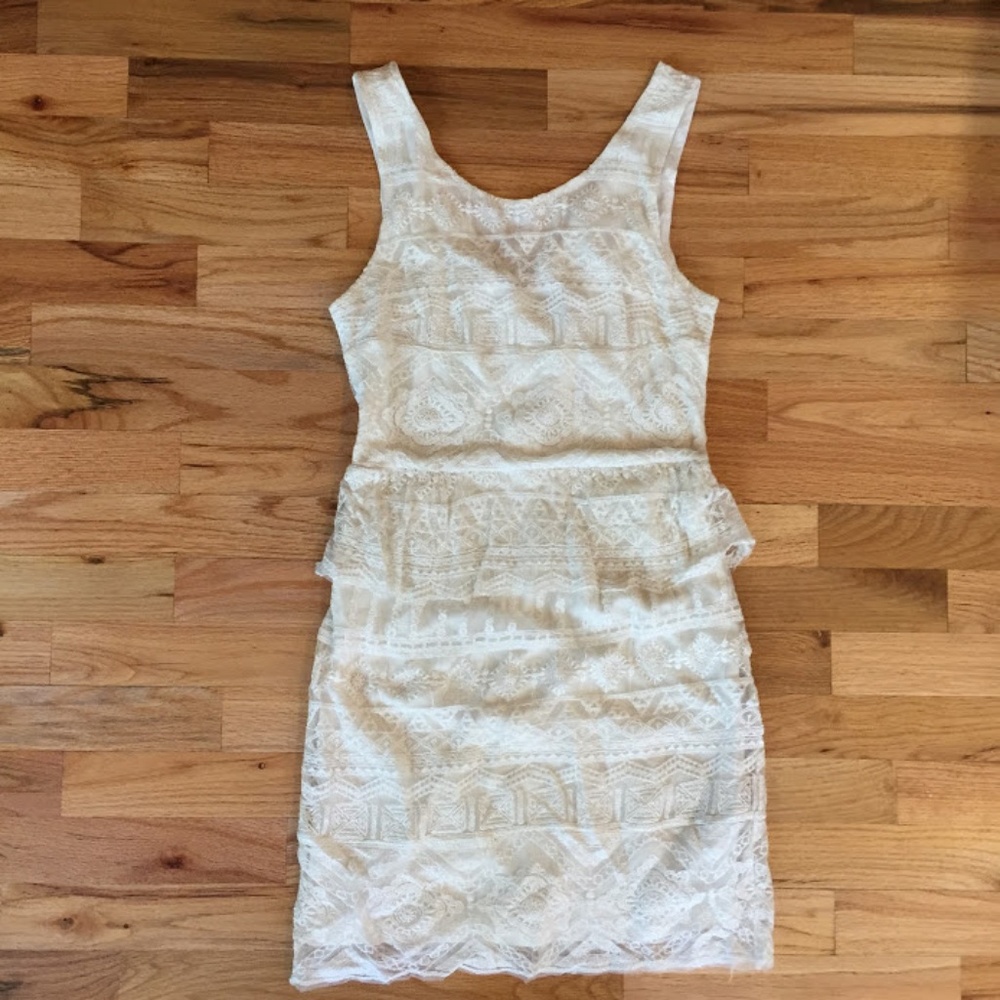 American Eagle Outfitters Cream Peplum Dress NWT